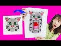 고양이 톰이 화가 났어요!! 서은이 엄마의 폴딩 드로잉 그리기 Folding Drawing Coloring Talking Tom  Paper CraftsㅣJOYPONG