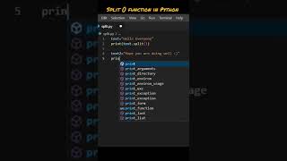 split() Function in Python #shorts
