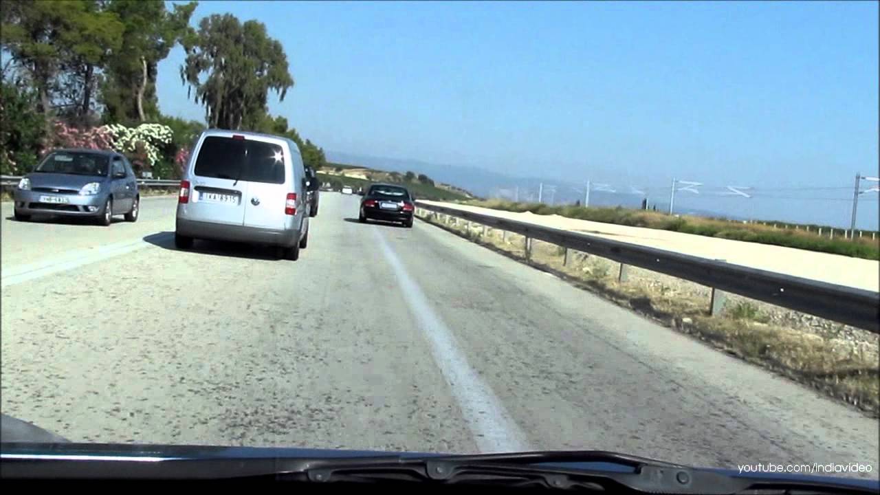 Driving on the Greek National Road GR-8A in Northern Peloponnesos