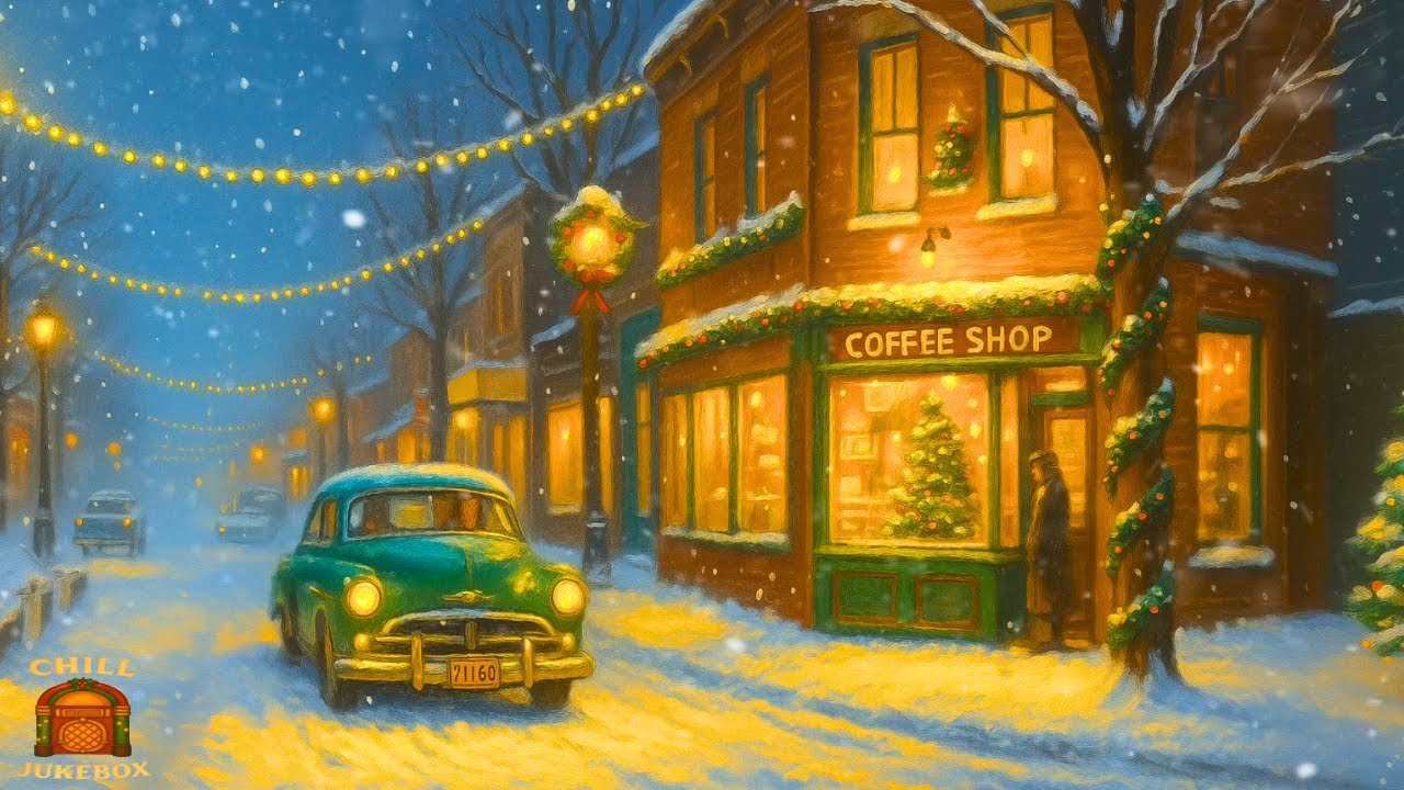 🎄 Cozy 1950s Jukebox Christmas Café: classic vintage holiday songs for snowy nights (No ADS)
