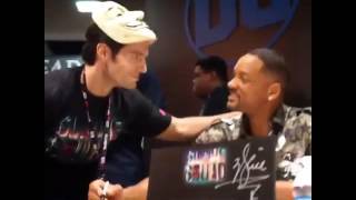 Henry Cavill surprising Will Smith at Comic Con 2016