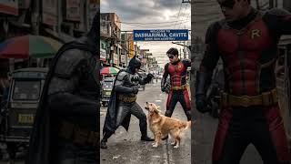 batman and robin and a golden retriever in dasma cavite #batman #goldenretriever #robin #ai