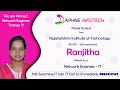 DAPHNE INFOTECH PLACED RANJITHA RAJALAKSHMI INSTITUTEOF TECHNOLOGY CSE 2019PASSEDOUT NETWORKENGINEER