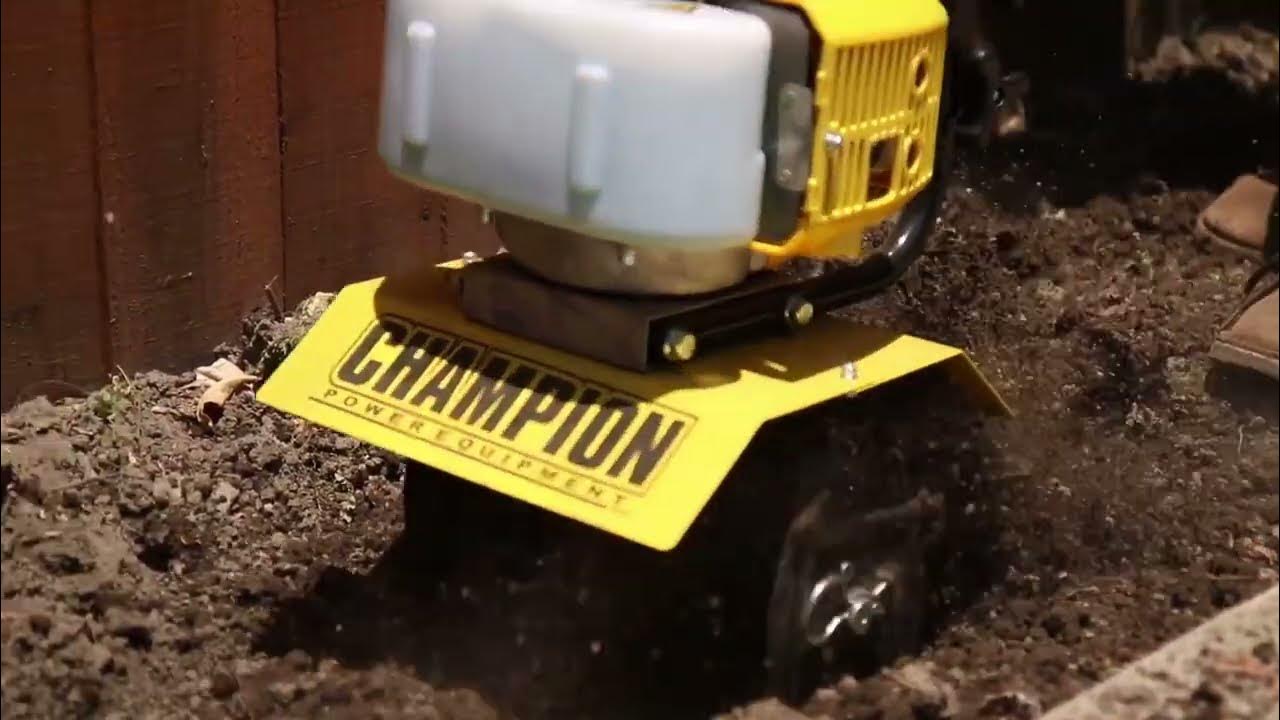 Champion 43cc 2-Stroke Portable Gas Garden Tiller Cultivator with