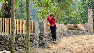 45 Days: Build a beautiful gate with natural stone | Wooden fence  Phùng Thị Chài