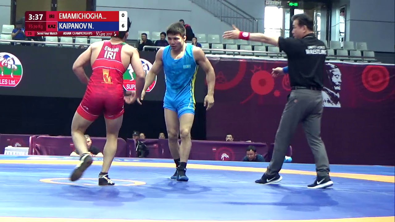 1/2 FS - 70 kg: Y. EMAMICHOGHAE (IRI) v. N. KAIPANOV (KAZ)