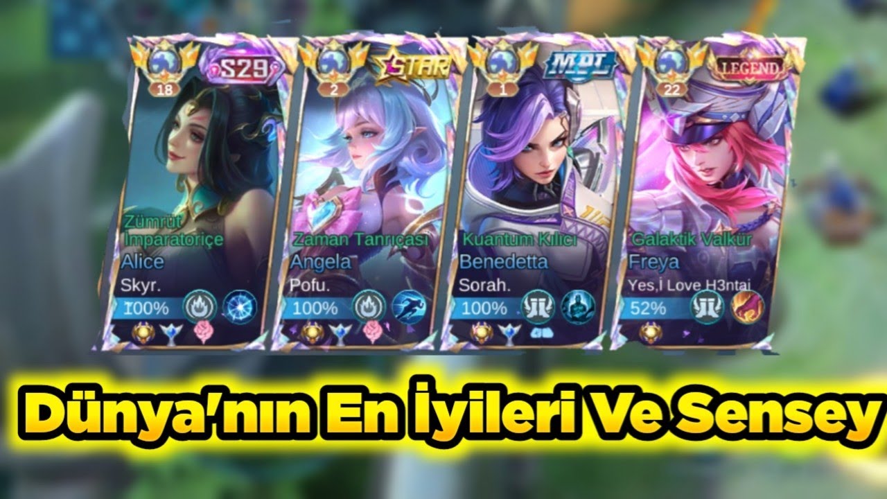 Bütün Takım Global/ Global 1 Benedetta Global 2 Angela Global 18 Alice TR NO:1 Global Freya MLBB