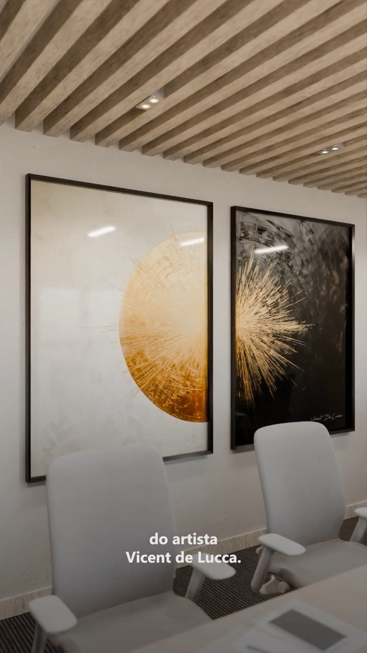 Vídeo de Quadro Abstrato Dualidade Dourada 2 Peças