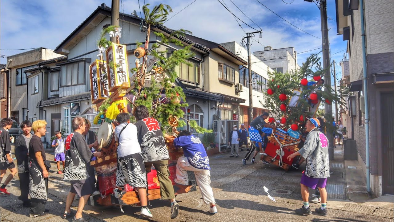 令和7年  富山県氷見市  氷見祇園祭  本祭 【南十町】  太鼓台・神輿 巡行  ぶつけ合いなど。