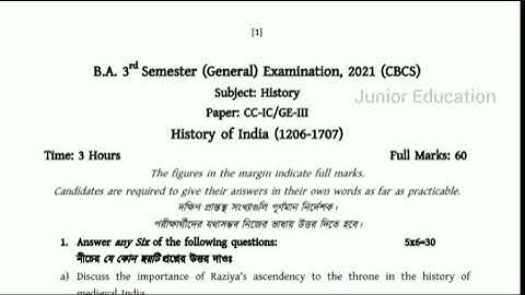 B.A 3rd semester history (general) paper_CC-1C/GE-3 Question paper 2021 burdwan University #history