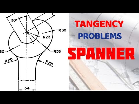 Spanner 2 - tangency in | Technical drawing | Engineering drawing