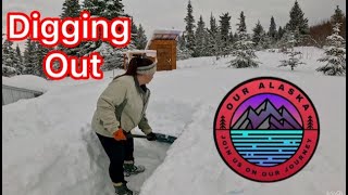 Digging out, there is so much snow! | Clearing snow from our Alaska Homestead