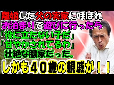 修羅場【膿家の策略】離婚した父の実家に呼ばれ泊まりで遊びに行ったら「役に立たない子だ」「甘やかされてるわ」壮絶な膿家。しかも40歳の親戚が…牛子のスカッとする話ＧＪ