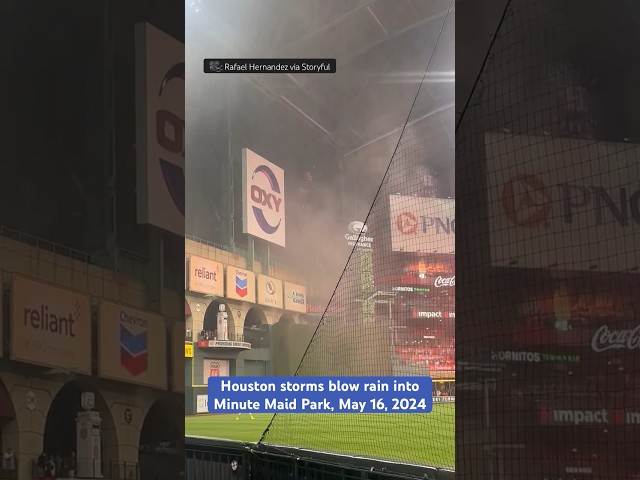 Even with the roof closed, rain still blew into the home of the Astros