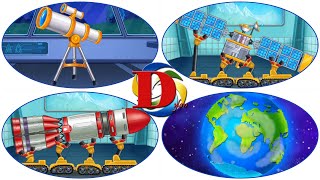 Космический транспорт для детей. Запуск ракеты в космос. Развивающий мультик для детей