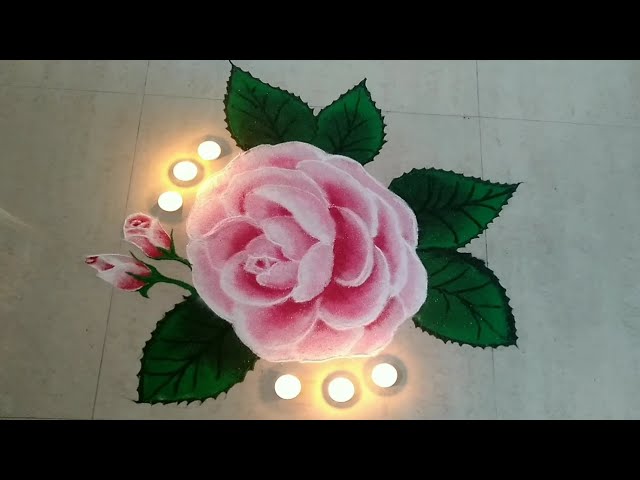 Rose Design Rangoli Giri USA Kolam Stickers | Velvet Rangoli | Om