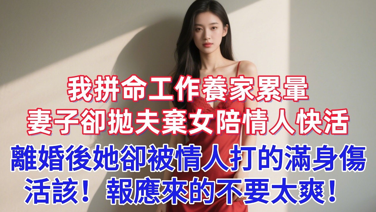 我拼命工作養家累暈，妻子卻拋夫棄女陪情人快活，離婚後她卻被情人打的滿身傷痕，活該！報應來的不要太爽！