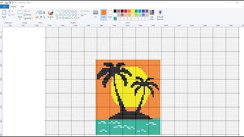 How to Draw Sea View Pixel Art on MS Paint | Microsoft Paint Drawing