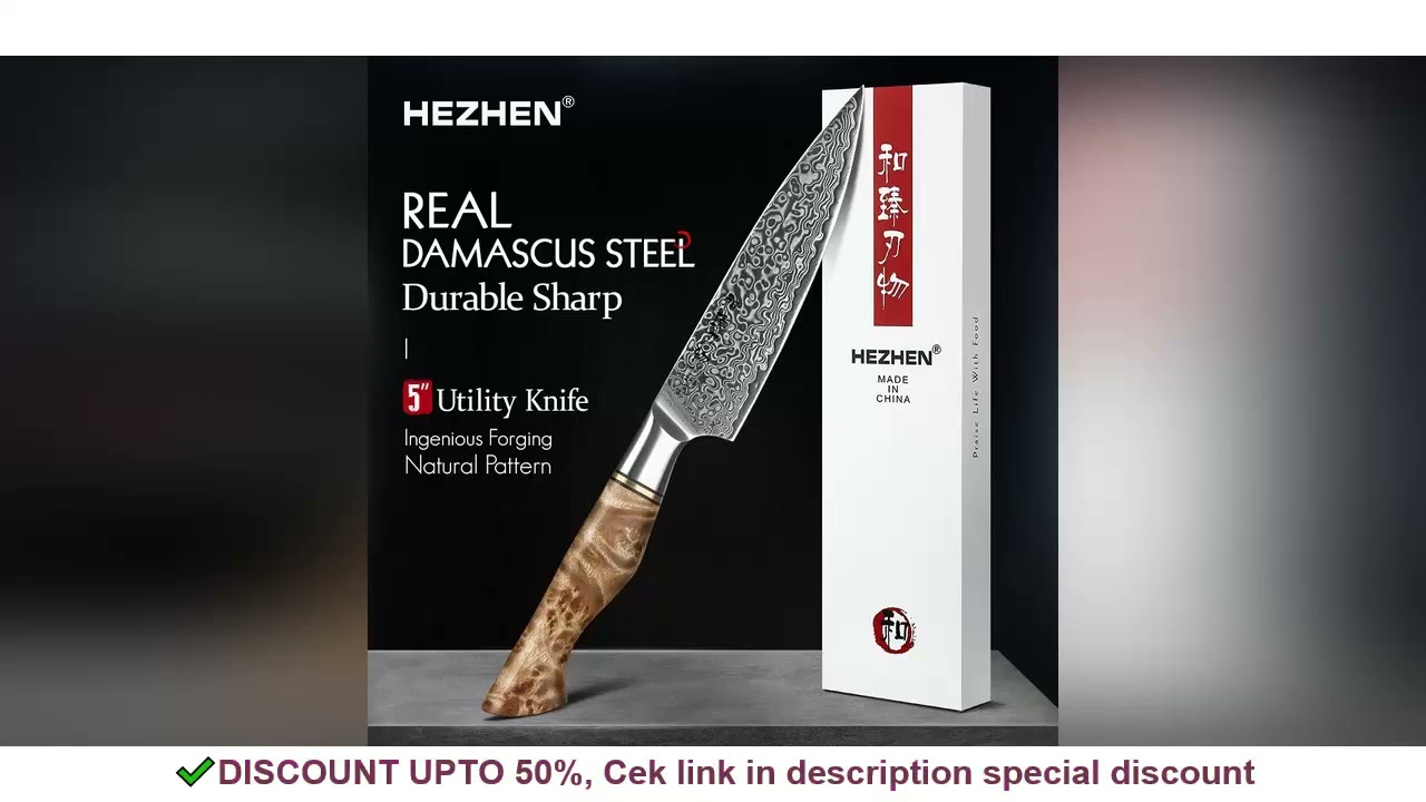 HEZHEN 5 inch Utility Knife Real 67 Layer Damascus Super Steel Super Cook Knife Pretty Peeling