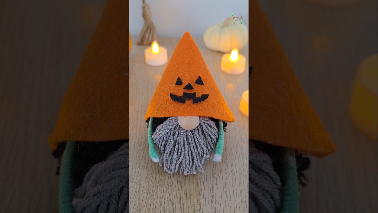 Создание гнома на Хэллоуин 🎃 Идея для поделки из пряжи на Хэллоуин