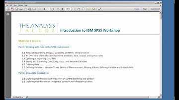 Introduction to Data Analysis w/ SPSS Overview