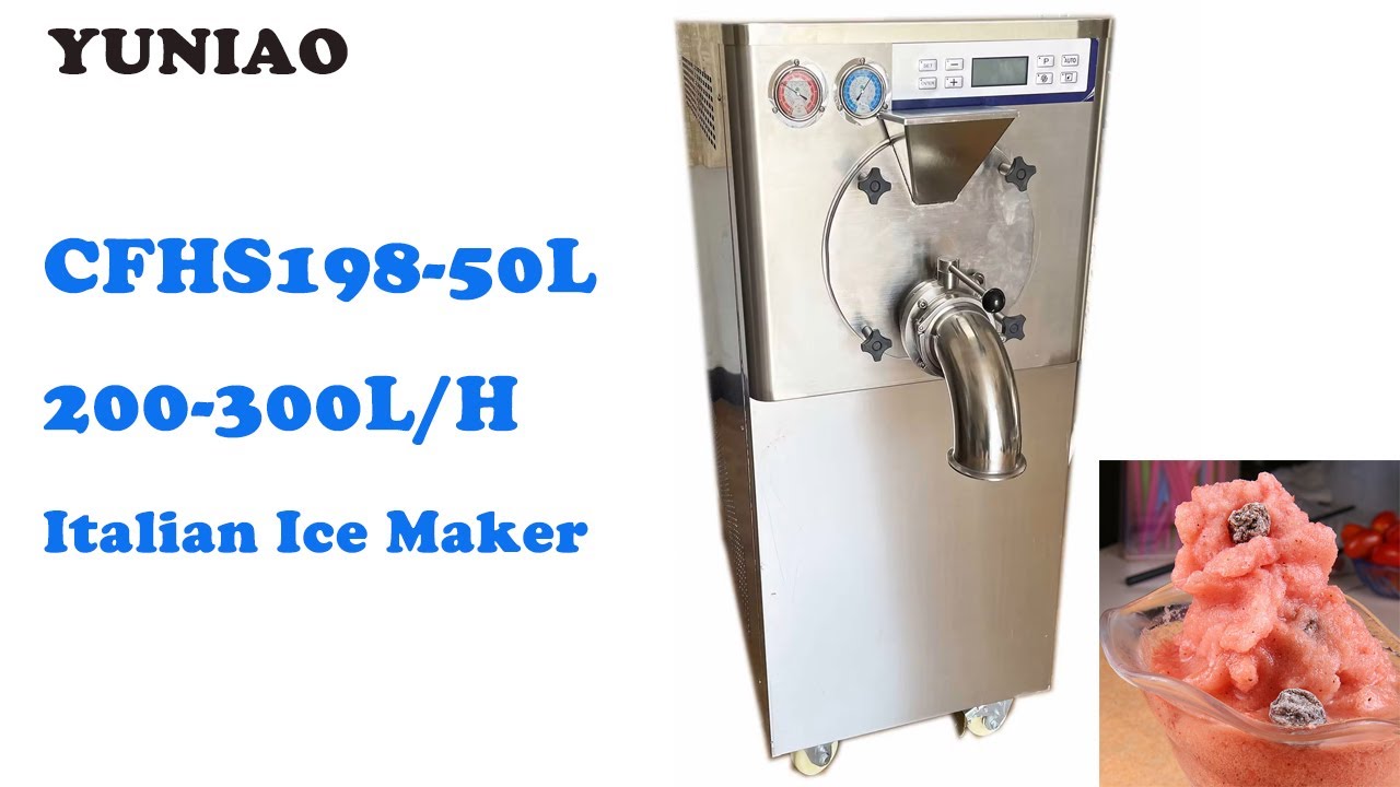 CFHS198-50L Cylinder 300L/H Continuous Italian Water Ice Equipment Commercial Italian Ice Machines