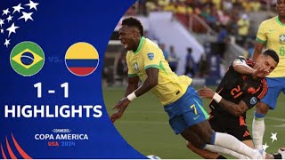 Brasil🇧🇷 vs Colombia🇨🇴 1-1 Resumen y Goles | Copa America 2024