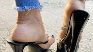 Walking On Stiletto Mules Heels