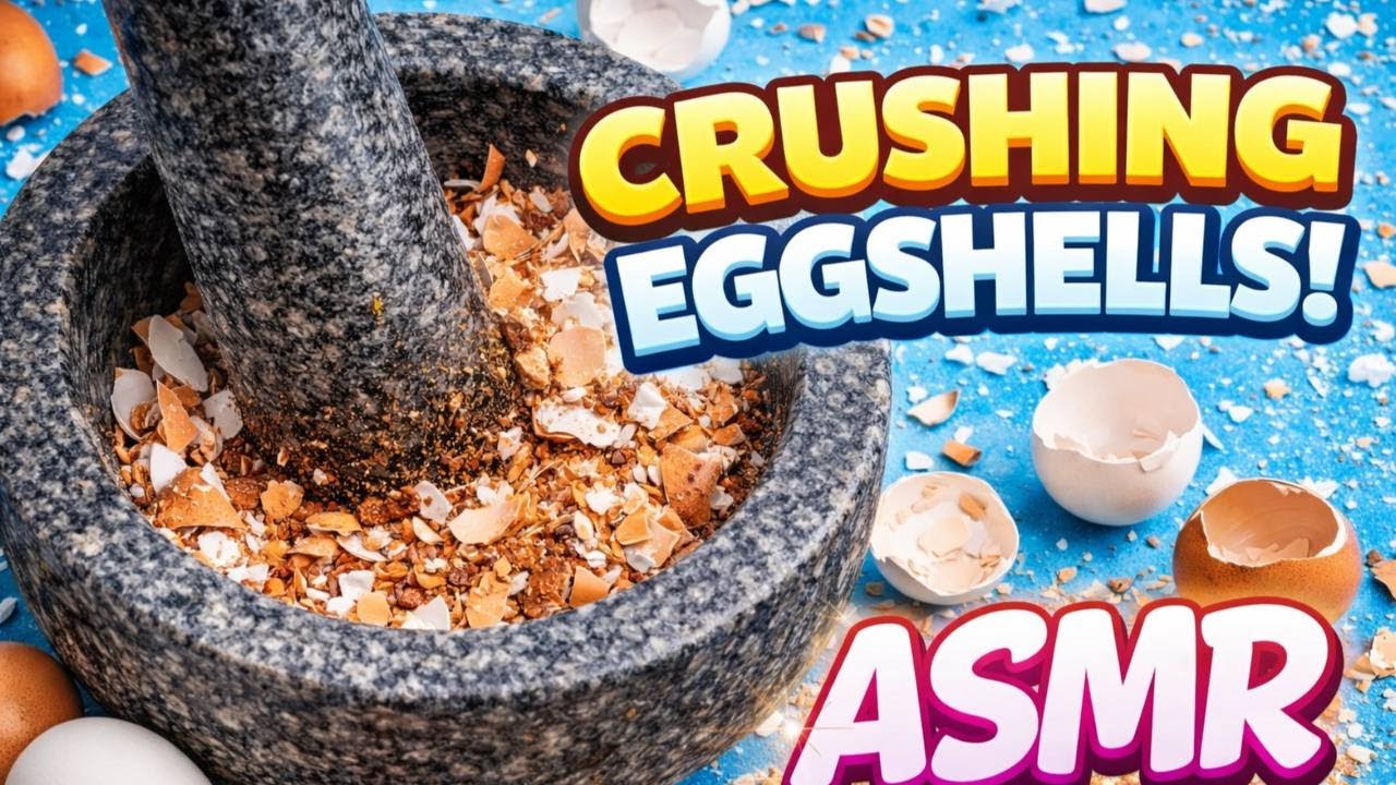 ASMR Crushing Eggshells in a Mortar | Satisfying Texture Sounds 