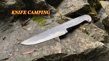 Rèn thủ công con dao cắm trại từ thép lò xo tàu hỏa, sắc vô địch, making knife camping