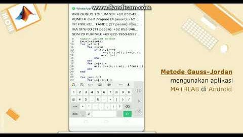 Metode Gauss Jordan menggunakan apk MATHLAB for Android