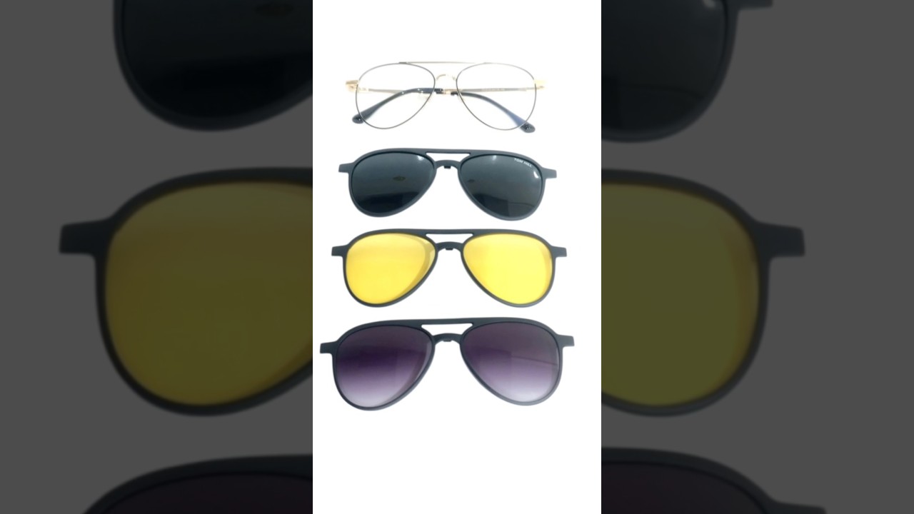 Pilot Shape Metal Frame Glasses with Clip On Lenses at Glasses India 