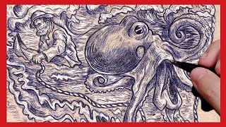 Theres A Hidden Skull & A Giant Octopus This Drawing