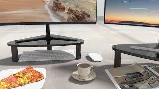 Tempered Glass Computer Monitor Riser/Triangle Save Space Desktop Corner Stand
