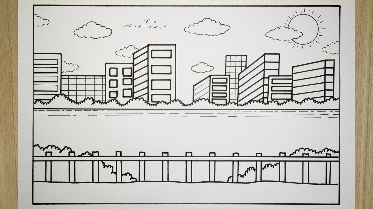 Cara menggambar pemandangan kota yang mudah