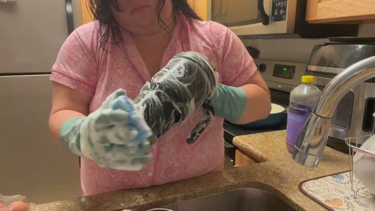Washing Dishes with Rubber Gloves ✨ Tingly Cleaning ASMR Sounds