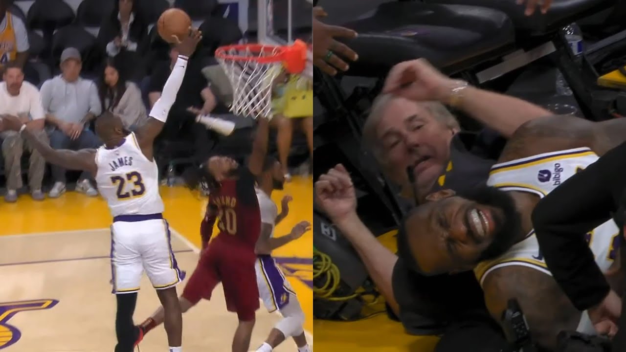 LeBron James gets hurt on cameraman after nasty chase down block vs Cavs