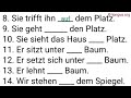 Präpositionen Mix, am Ende, über die Straße, zu Hause, nach Malta, am Strand, in der Schule, von mir