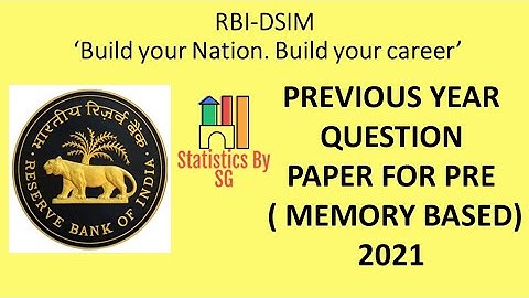 RBI DSIM 04 PREVIOUS YEAR QUESTION PAPER FOR PRE EXAM ( MEMORY BASED) 2021 #rbidsim #iss