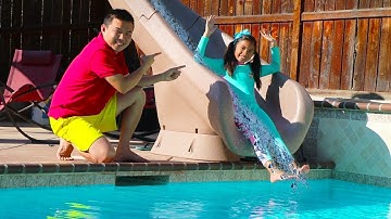Wendy Pretend Play with Giant Water Slide & Inflatable Swimming Pool Kid Toys for Girls