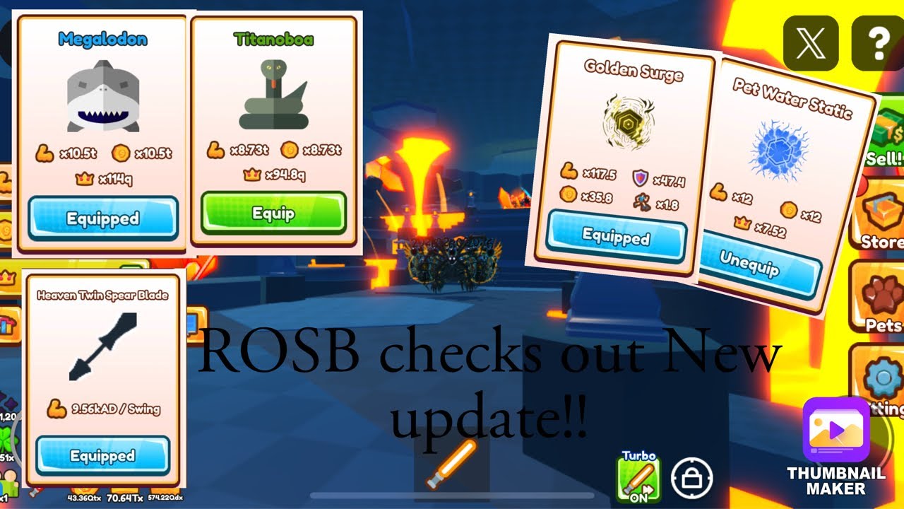 ROSB checks out New Update & Gets Titanoboa 🐍, & Megalodon 🦈 Class in Roblox | ⚔️Saber Simulator ⚔️|