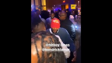 Thumbnail of Kendrick Lamar surprises Nas at his 50th birthday party in NYC