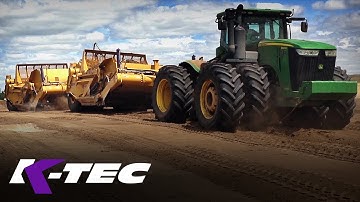 K-Tec 1233 Trains Scraper with John Deere 9560R Tractor