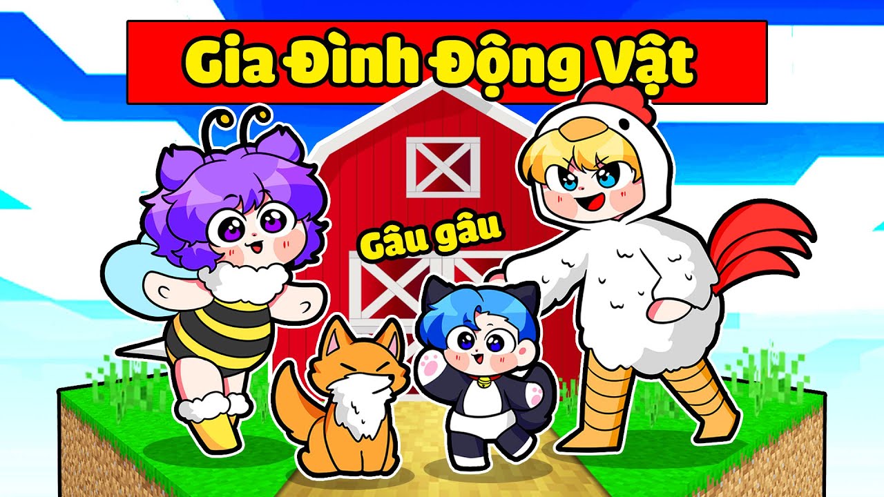 NABEE VÀ TÔ GÀ BẤT NGỜ CÓ GIA ĐÌNH ĐỘNG VẬT TRONG MINECRAFT*NABEE 1 BLOCK ĐỘNG VẬT 👨‍👩‍👧🐝🐥