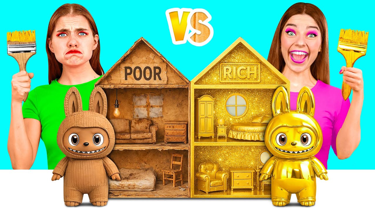 Строим Удивительный Кукольный Домик для Лабубу | Дорогой vs Дешевый Челлендж