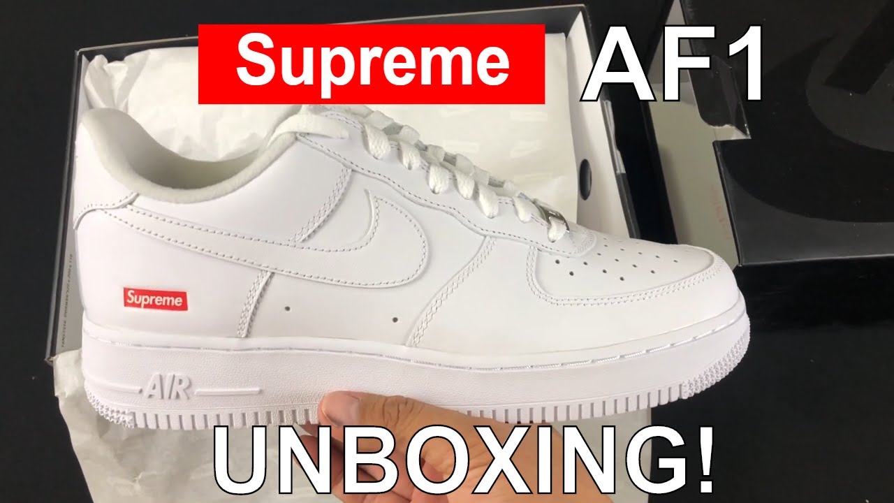 ir a buscar Reacondicionamiento Préstamo de dinero Nike Supreme Air Force 1 Low White Unboxing + Detailed Look - YouTube