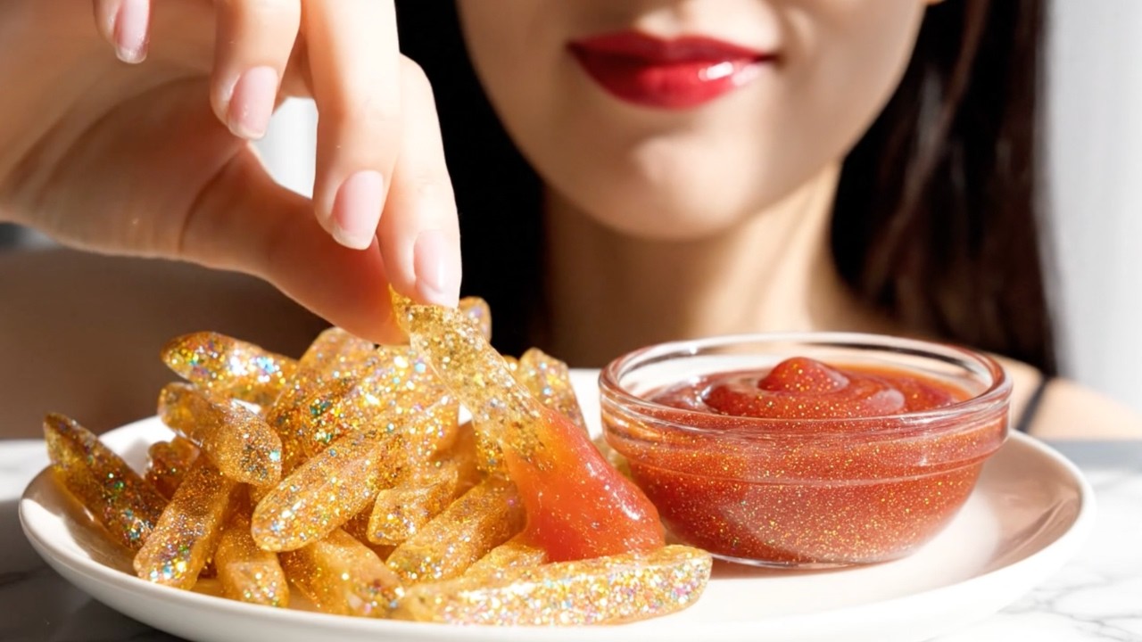 【ASMR × AI】ガラスのフレンチフライを作る🍟✨ASMR Cooking Crystal Glass French Fries ✨