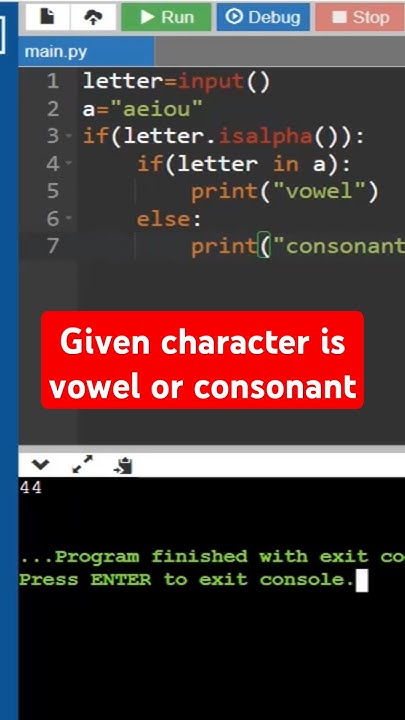 vowel or consonant in python #python #coding #interview #vowels # ...