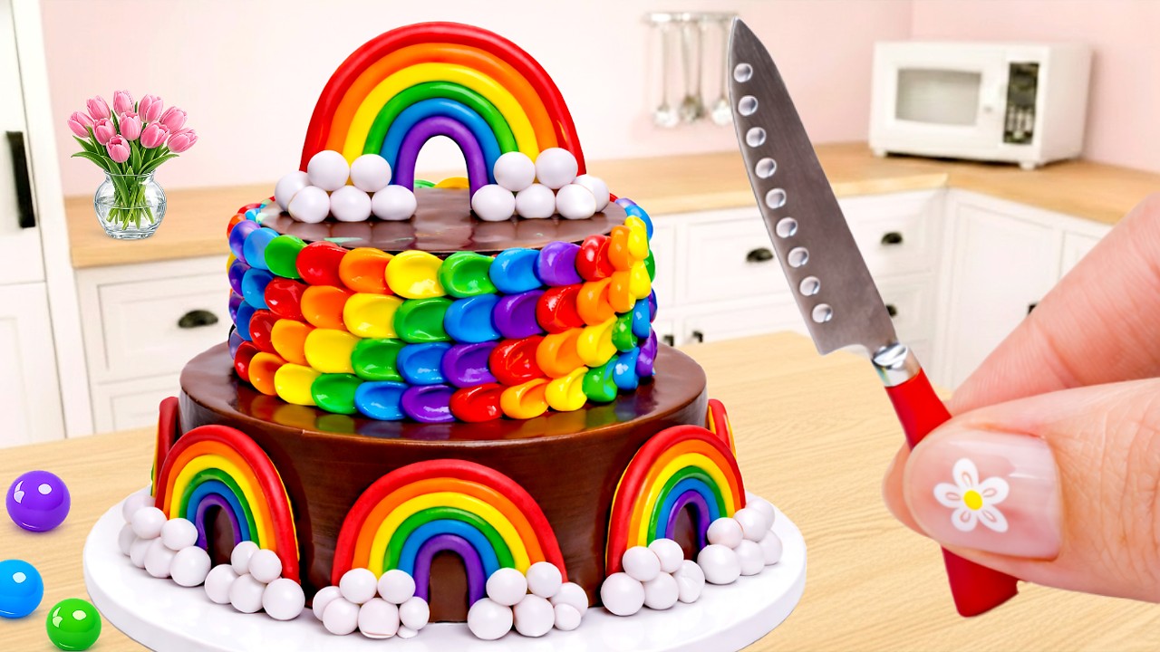 Amazing Rainbow Chocolate Cake 🌈🍫 Candy Layer Decorating | Mini Baking – Amazing Cake