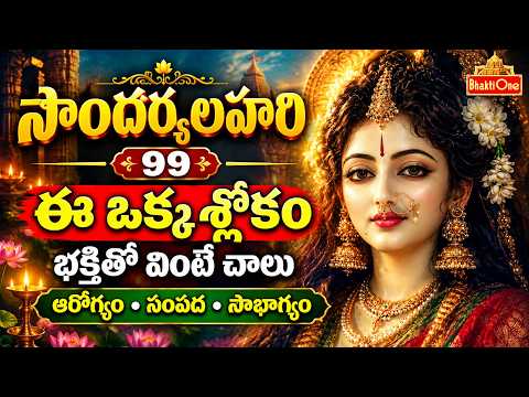 ఈ ఒక్క శ్లోకం చదివితే సంపూర్ణ ఆరోగ్యం, ఐశ్వర్యం లభిస్తాయి | Soundarya Lahari 99 With Lyrics